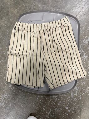 Forever 21 Cream Shorts with Black Pinstripes